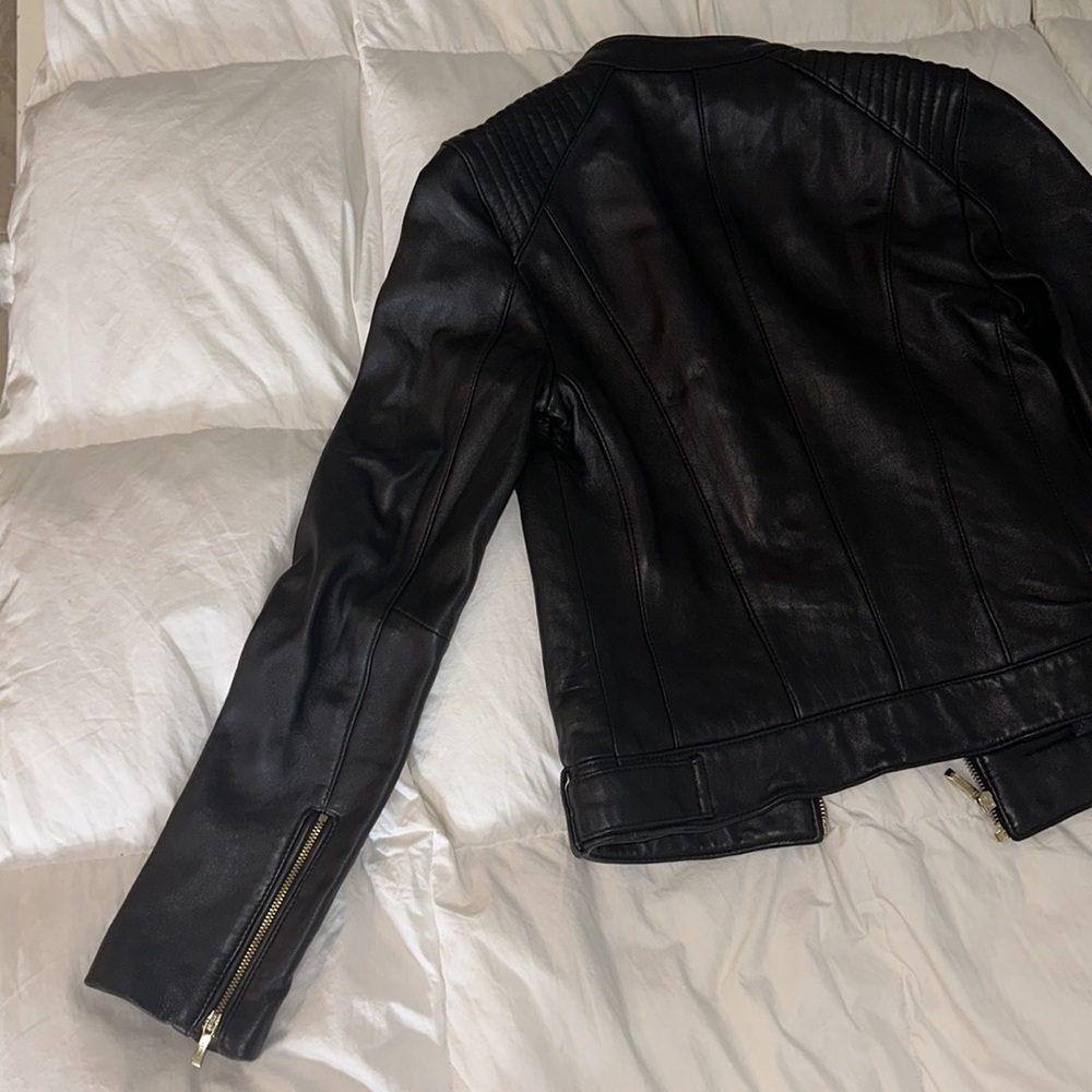 Cole Haan Leather Racer Moto Jacket - Picture 6 of 9